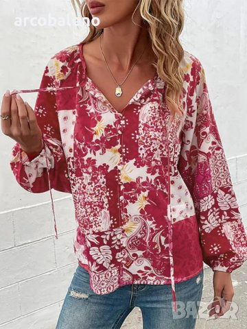 Дамска риза с балонен ръкав с пейсли , снимка 3 - Ризи - 39248412