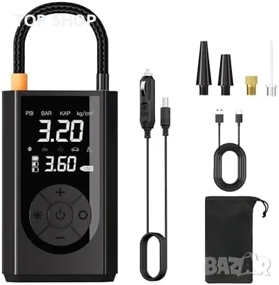 Нов Мощен компресор за гуми 150PSI, 8000mAh, LED дисплей, 12V Помпа кола