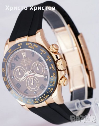 Луксозен часовник Rolex Daytona Cosmograph 18K Rose Gold Arabic Rubber 40 mm., снимка 5 - Мъжки - 32140770