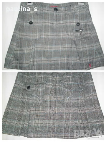 Два броя / Дънкова мини пола EDC by "Esprit" / кафява и в каре с плисета, снимка 10 - Поли - 14939981