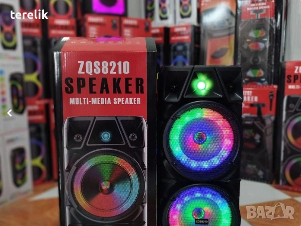 !@ Нова ZQS 8210 2х8 120W 6500mah 2 микрофона ПРЕНОСИМА КАРАОКЕ КОЛОНА, снимка 15 - Аудиосистеми - 53163709