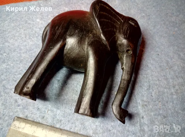 СТАРО АБАНОСОВО СЛОНЧЕ ДЪРВЕНА ФИГУРКА РЪЧНА ХУДОЖЕСТВЕНА ИЗРАБОТКА СТАТУЕТКА АФРИКА 48200, снимка 3 - Колекции - 47562349