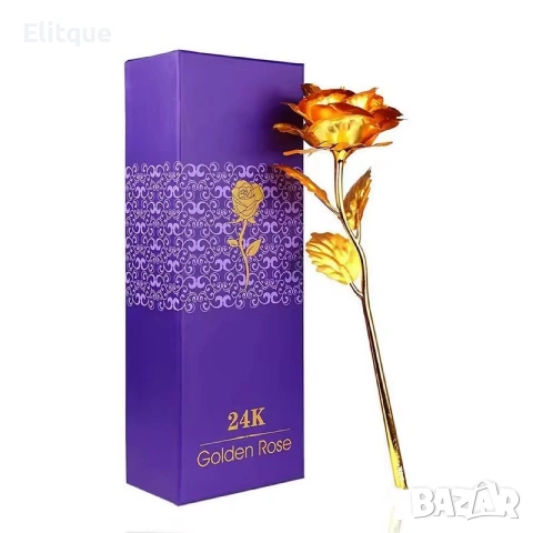 Изкуствена "златна роза 24K" с подаръчна кутия – луксозен подарък, снимка 3 - Декорация за дома - 53271051