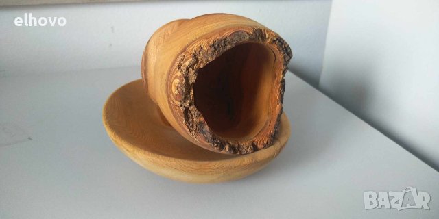 Дървена чашка с чинийка за декорация, снимка 3 - Декорация за дома - 42269450