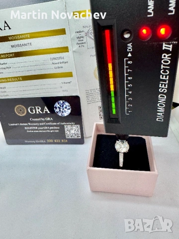 Сребърен пръстен с мойсанит (Диамант) 5 карата, снимка 12 - Пръстени - 54117262