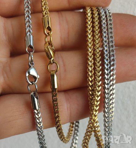 Ланец синджир верижка от медицинска стомана цвят сребро/злато сребърен/златен сребърна/златна куб