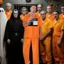 Нов Мъжки Prisoner костюм 7 части затворник оранжев за Хелоуин парти косплей маскарад карнавал, снимка 3