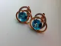 Руски златни обеци с естествен топаз, снимка 1