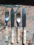 КОМПЛЕКТ ОТ 12 ВИНТИДЖ ХРОМИРАНИ НОЖОВЕ И ВИЛИЦИ ЗА РИБА С ДРЪЖКИ ОТ СЕДЕФ, снимка 8