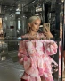 Нова луксозна рокля Fashion Room розов флорал волани къдри Уникална, женствена и супер ефектна рокля, снимка 8