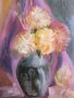 Картина -масло, фазер, ваза с хризантеми,51х36см., снимка 3
