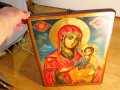Стара православна икона на Света Богородица с младенеца - за зачатие и раждане на дете, Дева Мария, снимка 7