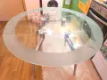 Трапезна стъклена маса, кръгла , снимка 1