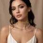 Ръчно изработено колие - чокър естествени перли / естествени камъни / цирконий, снимка 5