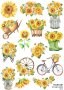 Скрапбук стикери за декорация планер слънчогледи sunflowers самозалепващ лист А5 - различни видове