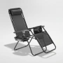 Сгъваем градински шезлонг с възглавница, поставка за напитки и джоб, снимка 4