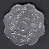 5 цента 1981, Източно Карибски Щати, снимка 1 - Нумизматика и бонистика - 21354312