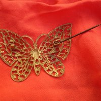 Ретро брошка филигран Пеперуда, снимка 4 - Други ценни предмети - 33987272