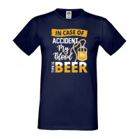 Мъжка тениска In Case Of Accident My Blood Type Is Beer,Бира,Бирфест,Beerfest,Подарък,Изненада,Рожде, снимка 10 - Тениски - 36378219