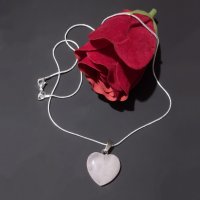 Посребрено Колие Сърце + Кутийка + Торбичка розов кварц Подарък за жена, снимка 6 - Романтични подаръци - 37266587