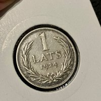 1 лат 1924 г, Латвия - сребърна монета, снимка 2 - Нумизматика и бонистика - 42548363