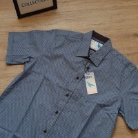 Нова колекция мъжка синя риза с къс ръкав FLP на намаление, снимка 2 - Ризи - 29439557