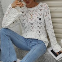 Дамски свободен пуловер с кръгло деколте, 3цвята - 023, снимка 11 - Блузи с дълъг ръкав и пуловери - 42926721
