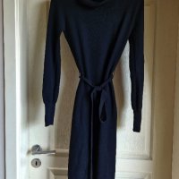 MANGO черна рокля плетиво с колан, снимка 1 - Рокли - 42480462