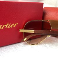 Cartier 2023 мъжки слънчеви очила с кожа и дътвени дръжки , снимка 12 - Слънчеви и диоптрични очила - 42796056