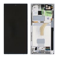 НАЛИЧЕН! Оригинален дисплей Service Pack за Samsung Galaxy S22 Ultra с рамка / бял, снимка 1 - Резервни части за телефони - 44256314
