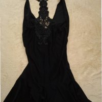 Еластична черна къса рокля с дантелен гръб , снимка 2 - Рокли - 29247871
