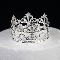 Сребриста Златиста корона тиара за декорация украса на торта , снимка 3 - Други - 44269960