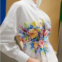 Бяла блуза , Блуза на цветя, Флорална риза, снимка 2 - Ризи - 44914195