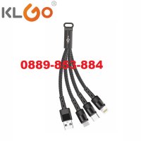 Premium KLGO кабел ключодържател 3в1 iphone type-c microusb зарядно, снимка 3 - Оригинални зарядни - 30733862