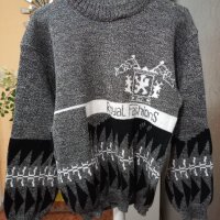 Пуловер в сиво, черно и бяло с паднало рамо. Размер: М, L., снимка 1 - Блузи с дълъг ръкав и пуловери - 40521904