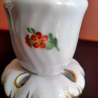 Herend Hungary Three Roses Candle Holder Hand Painted Florals Gold Candlestick Свещница , снимка 14 - Колекции - 40384185