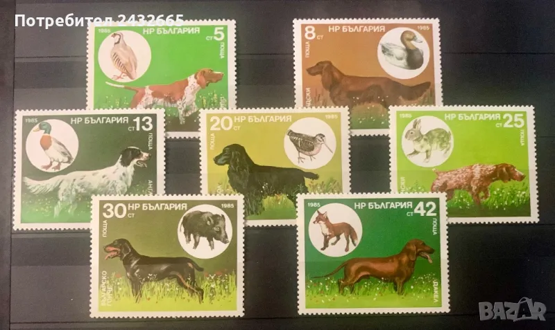 2549. България 1985 = БК 3470 /76: “Фауна. Ловджийски кучета.”, MNH, **, снимка 1