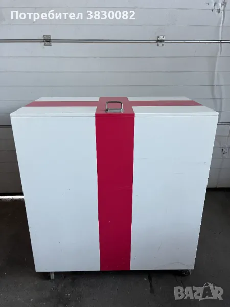 Сандък на колела 105х60х115 см червен бял, снимка 1