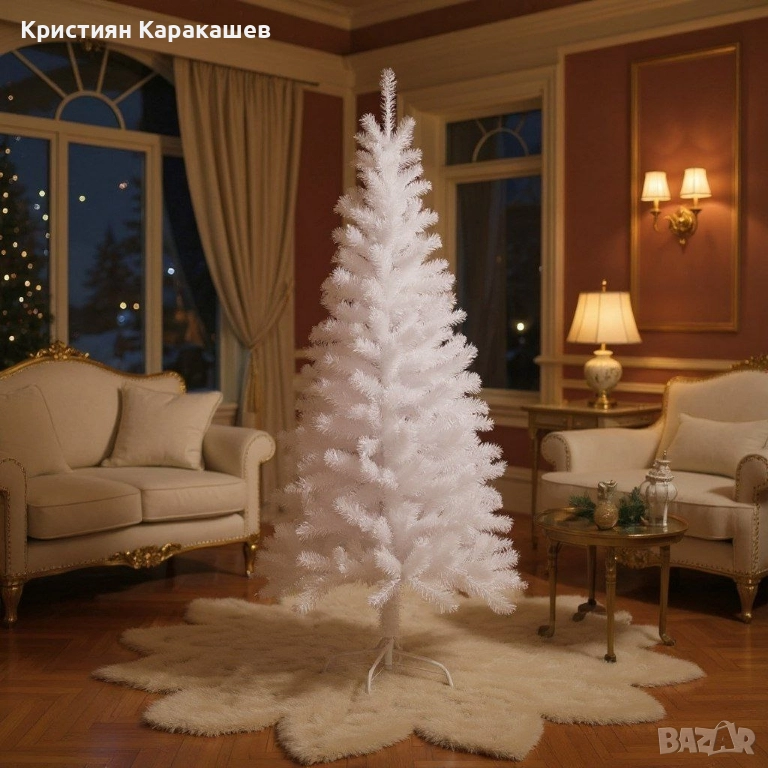 Изкуствена коледна снежно бяла елха, снимка 1