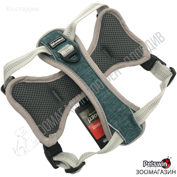 Нагръдник за Куче - S, M, L, XL, XXL - 5 размера - Сив/Светлосин - Go Get Soft Robust Harness, снимка 1