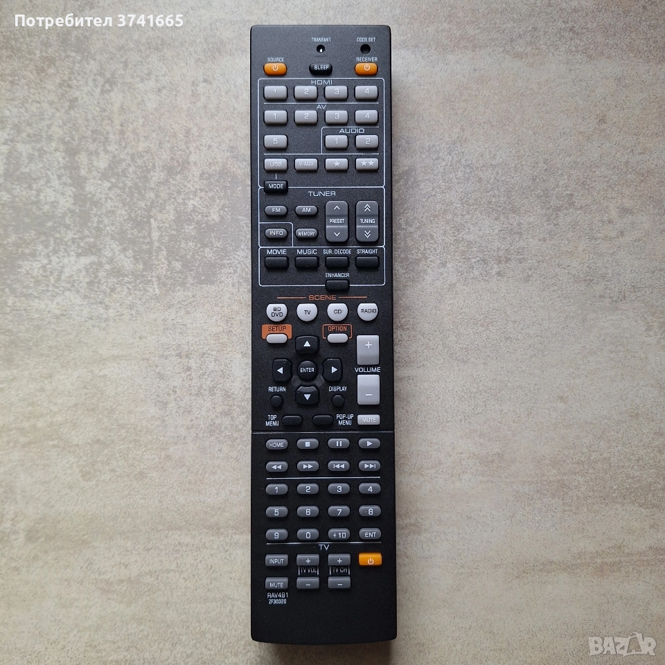 Дистанционно за AV ресивър YAMAHA RAV491, снимка 1