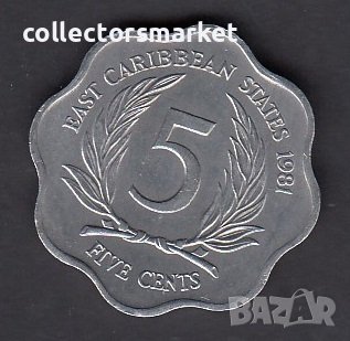 5 цента 1981, Източно Карибски Щати, снимка 1