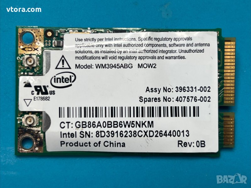 Мрежова карта Intel WM3945ABG MOW2 Mini PCIe WiFi Wireless Card HP spare 407676-002 396331-002, снимка 1