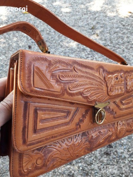 Дамска луксозна кожена чанта уникат  2/3, снимка 1