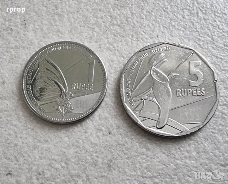 Монети. Сейшели . Сейшелски острови . 1 и 5 рупии. 2016 година. Нова серия ., снимка 1