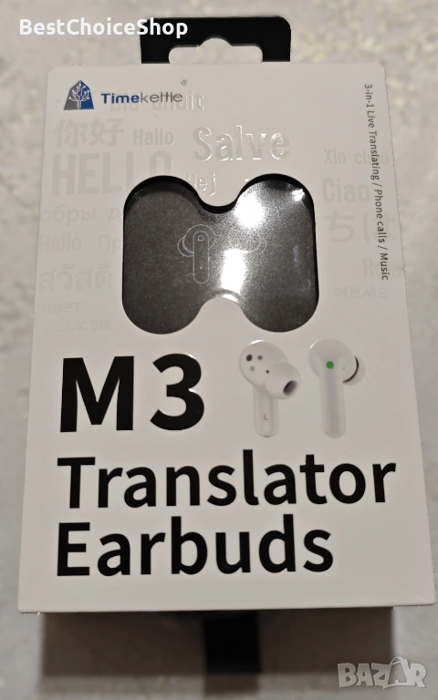 Слушалки Timekettle M3 за превод на езици, двупосочни, съвместими с iOS, Android (онлайн версия), снимка 1