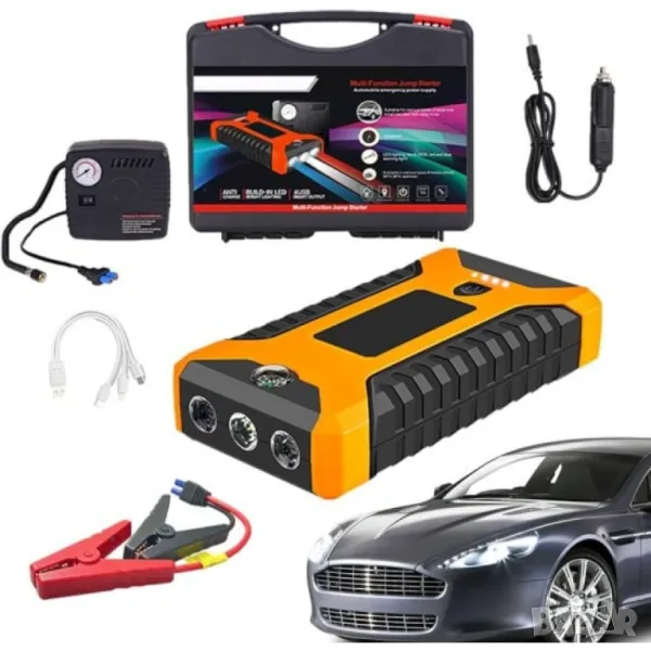 Външна батерия стартер автомобил джъмп car jump starter power bank, снимка 1