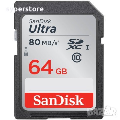 ФЛАШ КАРТА 64GB SANDISK SDSDUNC-064G-GN6IN, Ultra SDXC 64GB 80MB/s Class 10 UHS-I, снимка 1