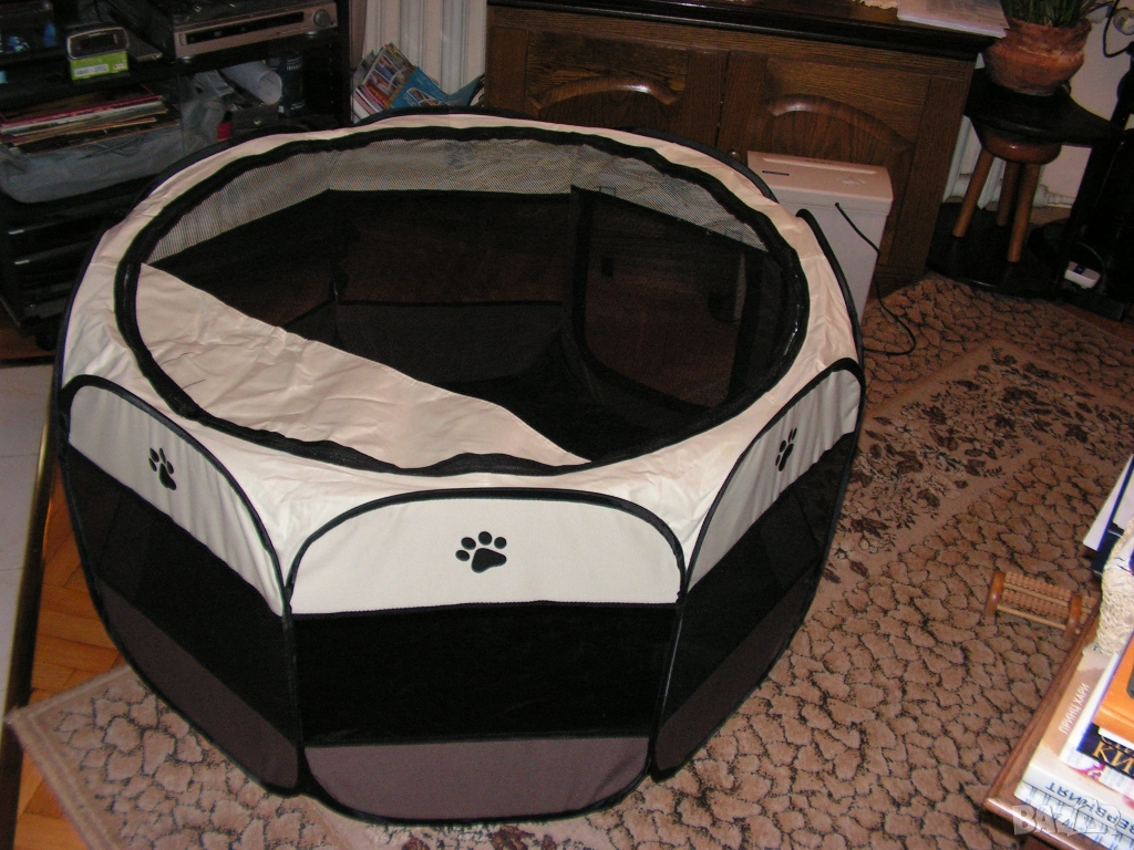 Голяма сгъваема кучешка /котешка/кошара., снимка 1