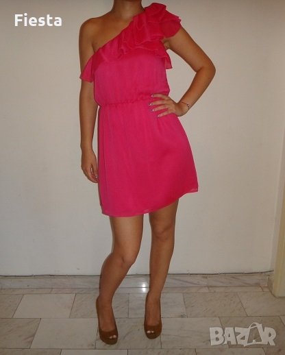 Нова розова рокля с едно рамо, снимка 1